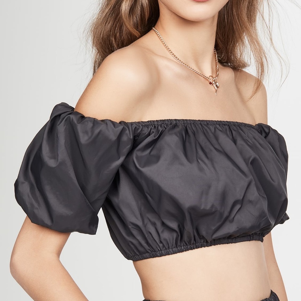 Staud Ant Puff Sleeve Top Black